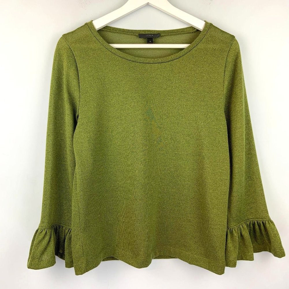 J. Crew Bell Sleeve Retro Glittery Metallic Top